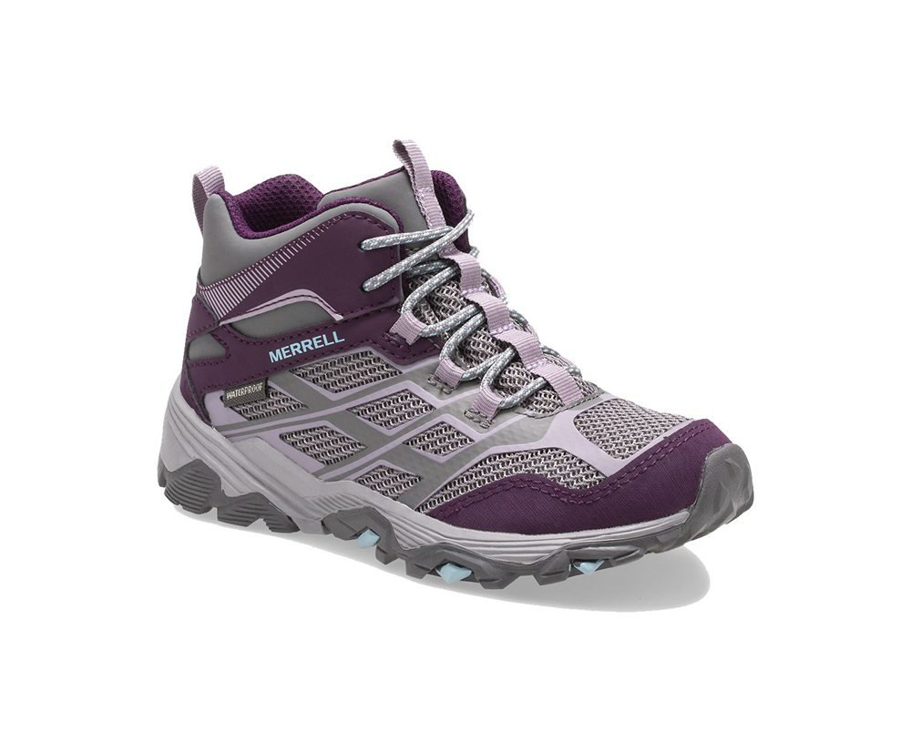 Merrell Hiking Shoes Grey - Moab FST Mid Waterproof - Kids 47SEZOGKN